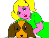 Disegno Bambina che abbraccia il suo cagnolino  pitturato su SOFIA CUCCI