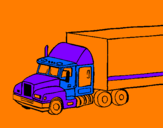 Disegno Camion trailer  pitturato su leonardo