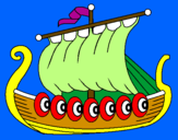 Disegno Barca vikinga  pitturato su FRANCESCO