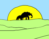 Disegno Elefante all'alba  pitturato su sara laface