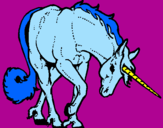 Disegno Unicorno brado  pitturato su manuel