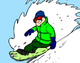 Disegno Discesa in snowboard  pitturato su giacomo