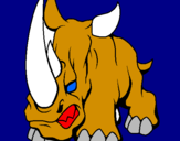 Disegno Rinoceronte II pitturato su loris 
