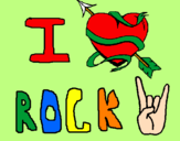 Disegno I love rock pitturato su hassan