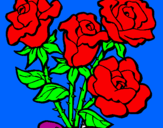 Disegno Mazzo di rose  pitturato su livia