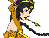 Disegno Principessa cinese pitturato su raisa