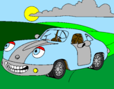 Disegno Herbie  pitturato su tommaso