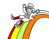 Disegno Folletto nell'arcobaleno  pitturato su TOMMASO