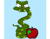 Disegno Serpente con la mela  pitturato su Dianuzza