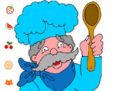 Disegno Chef con i baffi  pitturato su vincy1997