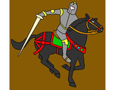 Disegno Cavaliere a cavallo IV pitturato su pieetro