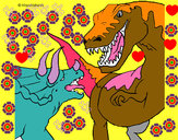 Disegno Lotta di dinosauri  pitturato su anto1978