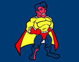 Disegno Muscoloso supereroe pitturato su Kikki