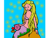 Disegno Sirena con la conchiglia  pitturato su anto1978