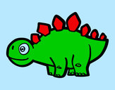 Disegno Giovane stegosauro pitturato su christel