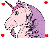 Disegno Testa di unicorno  pitturato su frary