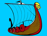 Disegno Barca vikinga pitturato su daniele