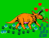 Disegno Triceratops pitturato su gionata