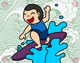 Disegno Surf da onda pitturato su rocksana