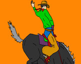Disegno Cowboy a cavallo  pitturato su erika