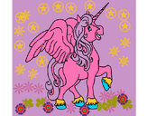 Disegno Unicorno con le ali  pitturato su baby77