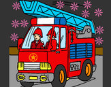 Disegno Camion dei Pompieri  pitturato su 22st