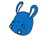 Disegno Coniglio bebè pitturato su _Blu
