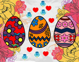 Disegno Tre uovo di Pasqua pitturato su AdriEChia