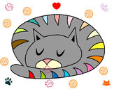 Disegno Gatto addormentato  pitturato su baraldilau