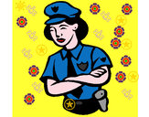 Disegno Poliziotta  pitturato su persegada