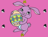Disegno Coniglio con uovo di Pasqua pitturato su francy2