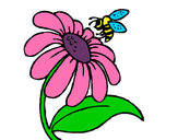 Disegno Margherita con ape  pitturato su asja