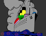 Disegno Nave a vapore pitturato su simo