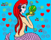 Disegno Sirena e perla  pitturato su annaballer