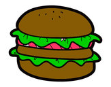 Disegno Hamburger con lattuga pitturato su Squalo
