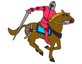 Disegno Cavaliere a cavallo IV pitturato su sarina