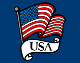 Disegno Bandiera degli Stati Uniti pitturato su ciccio