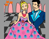 Disegno Principessa e principe al ballo  pitturato su clelia 