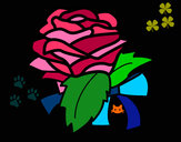 Disegno Rosa, botanica pitturato su helena
