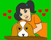 Disegno Bambina che abbraccia il suo cagnolino  pitturato su AnnaDeRiso