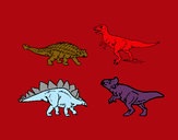 Disegno Dinosauri di terra  pitturato su saetta 