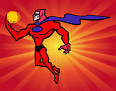 Disegno Supereroi potente pitturato su goldchild