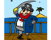 Disegno Pirata a bordo  pitturato su matylan