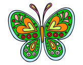 Disegno Mandala farfalla pitturato su loschi
