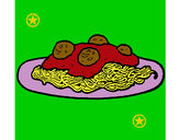 Disegno Spaghetti al ragù  pitturato su ketty10
