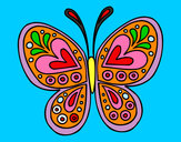 Disegno Mandala farfalla pitturato su rosmeri