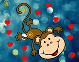 Disegno Scimmia adorabile pitturato su ketty10
