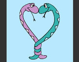 Disegno Serpenti innamorati  pitturato su princess