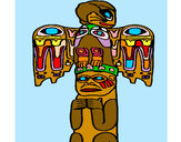 Disegno Totem pitturato su laurettina