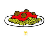 Disegno Spaghetti al ragù  pitturato su giampaolo